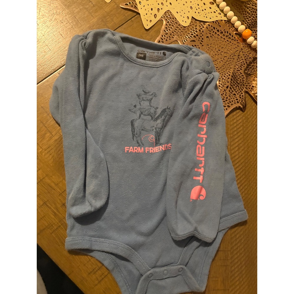 Carhartt Toddler Girls Farm Friends Long Sleeve Bodysuit Blue 24M